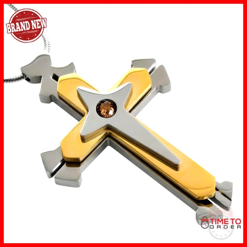 Titanium Steel Mechanical Ratchet Cross Necklace Stress Relief Pendant